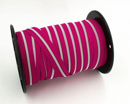 Preview: Endlosreißverschluss metallisiert fuchsia/ silber (1m)